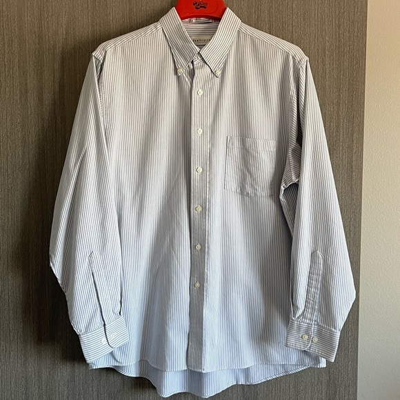 Van Heusen Striped Dress Shirt - Oxford Blue & White - Size 17 34|35 XL - Picture 1 of 12